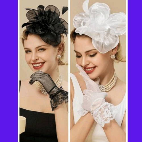 Set met fascinator en handschoenen
